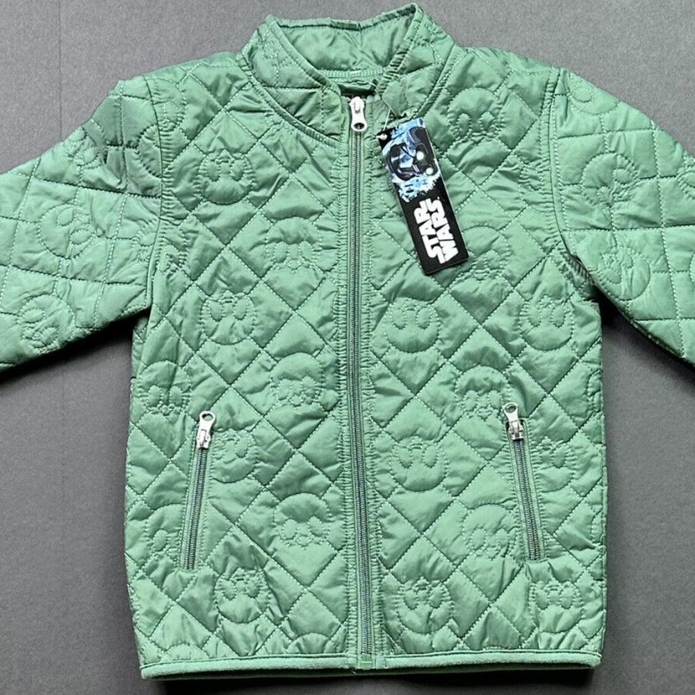 Star Wars Rebel Alliance Kids Toddler Green Quilted Puffer Jacket Unisex Size 5T